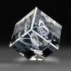 The 3D Crystal Jewel Cube Medium Award - Laser Etched